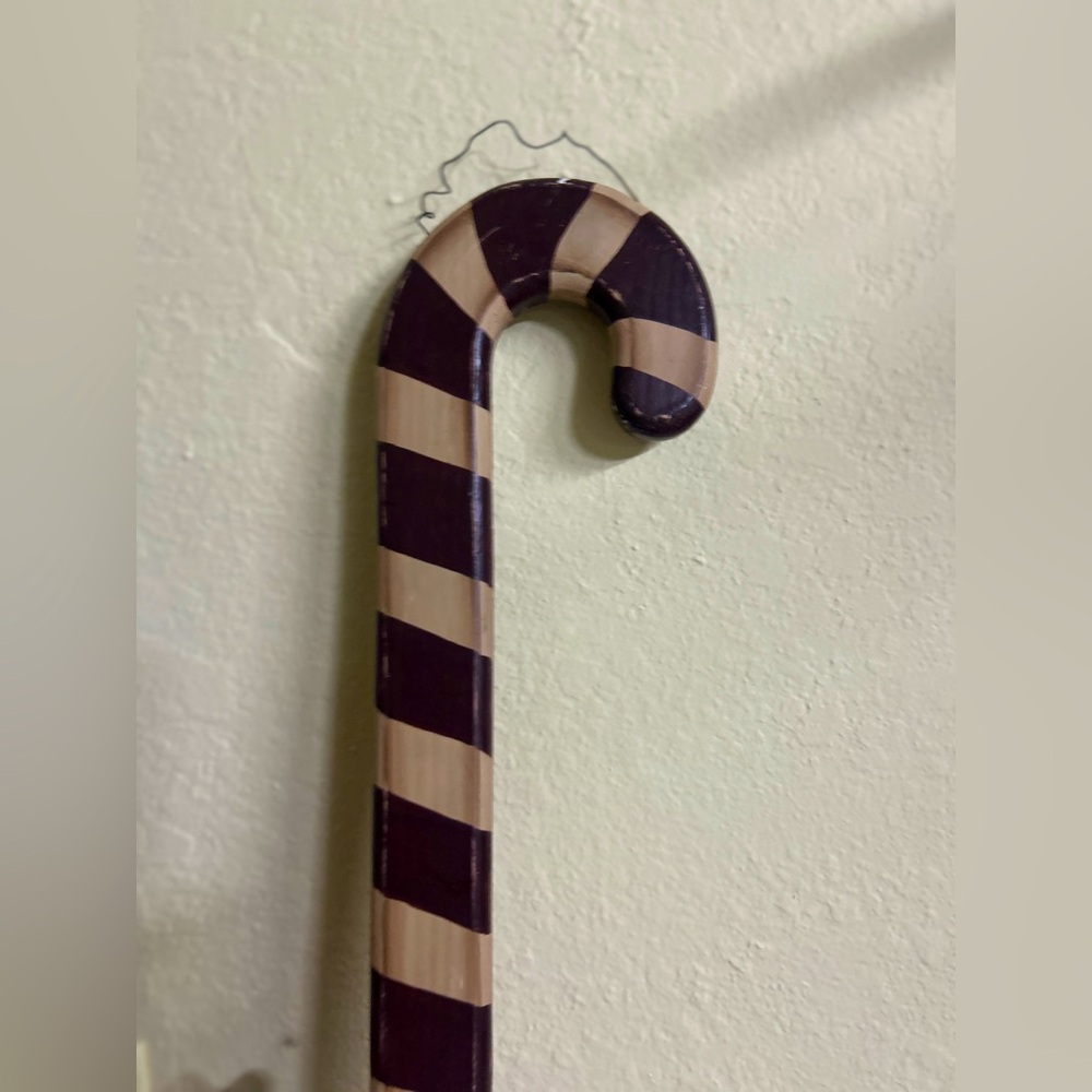 Wooden candy cane holiday decor vintage